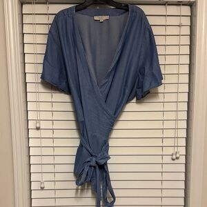 LOFT Chambray Wrap Blouse